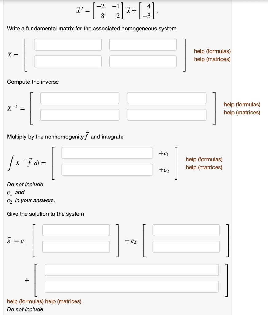 SOLVED:7'= | -2 8 ~Jn+[-]: Write a fundamental matrix for the ...