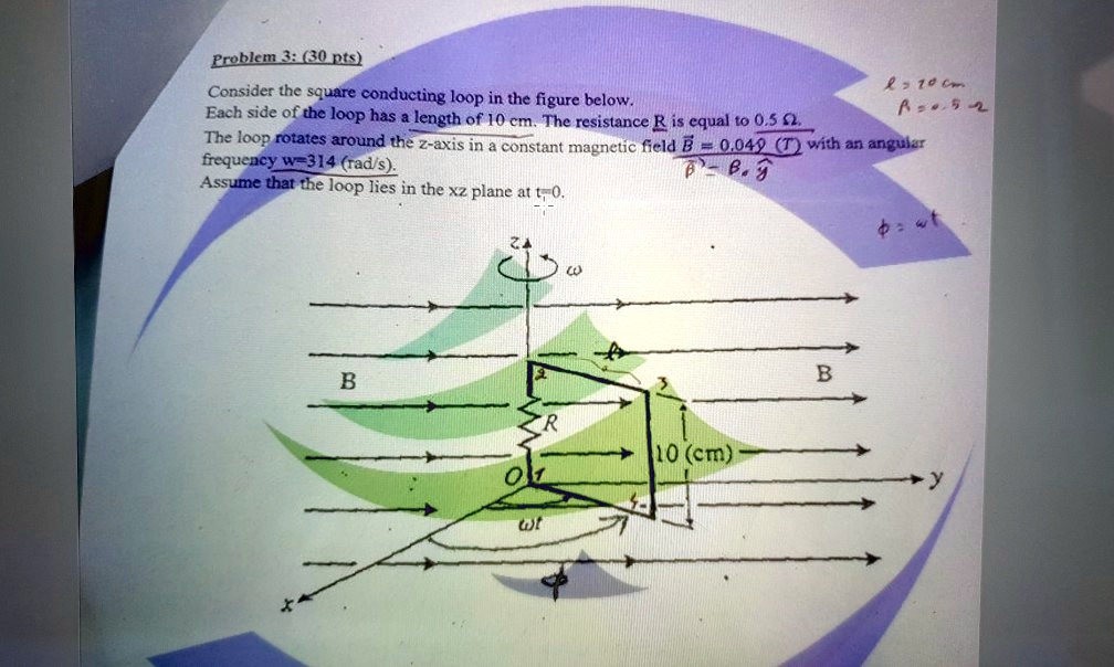 SOLVED: a) Find the induced emf in the loop. b) Find the current ...