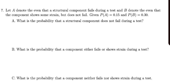 SOLVED: 7. Let A Denote The Even That Structural Component Fails During ...