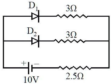A 10V battery is connected to two parallel branches. Each branch ...