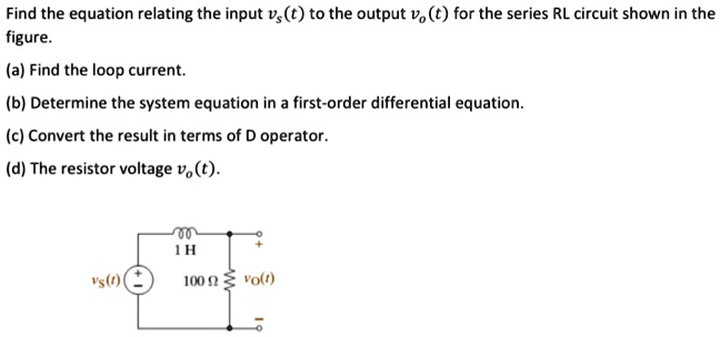 Find the equation relating the input vs(t) to the output vo(t) for the ...