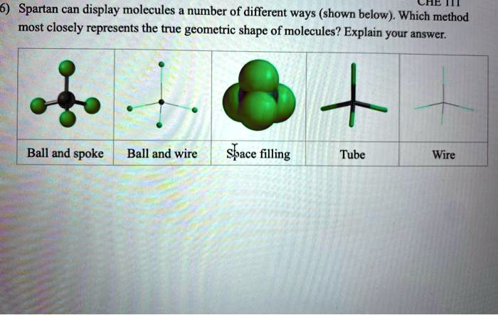 Spatans Method SOLVED: Spartan can display molecules in a number of different ways ...