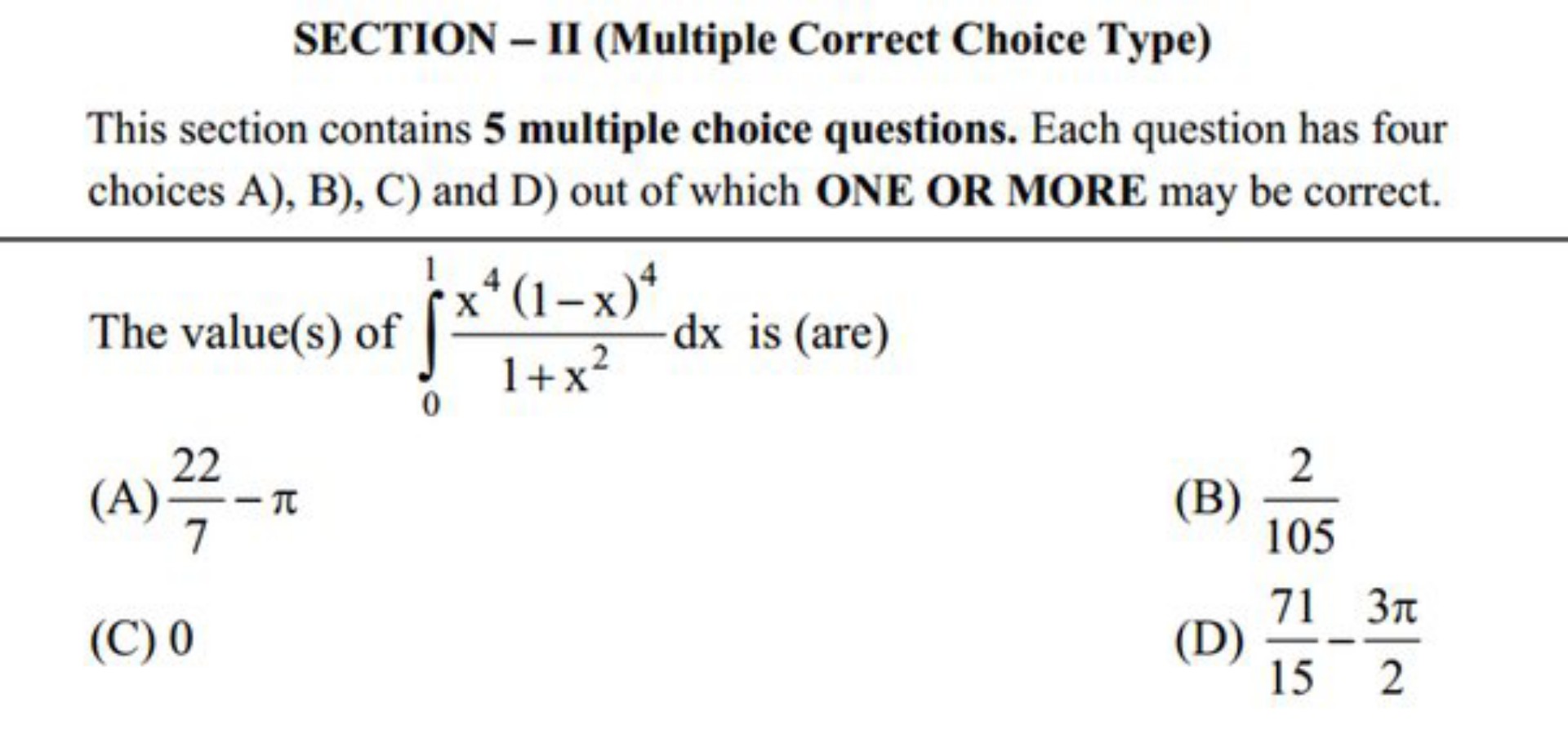 SECTION - II (Multiple Correct Choice Type) This section contains 5 ...