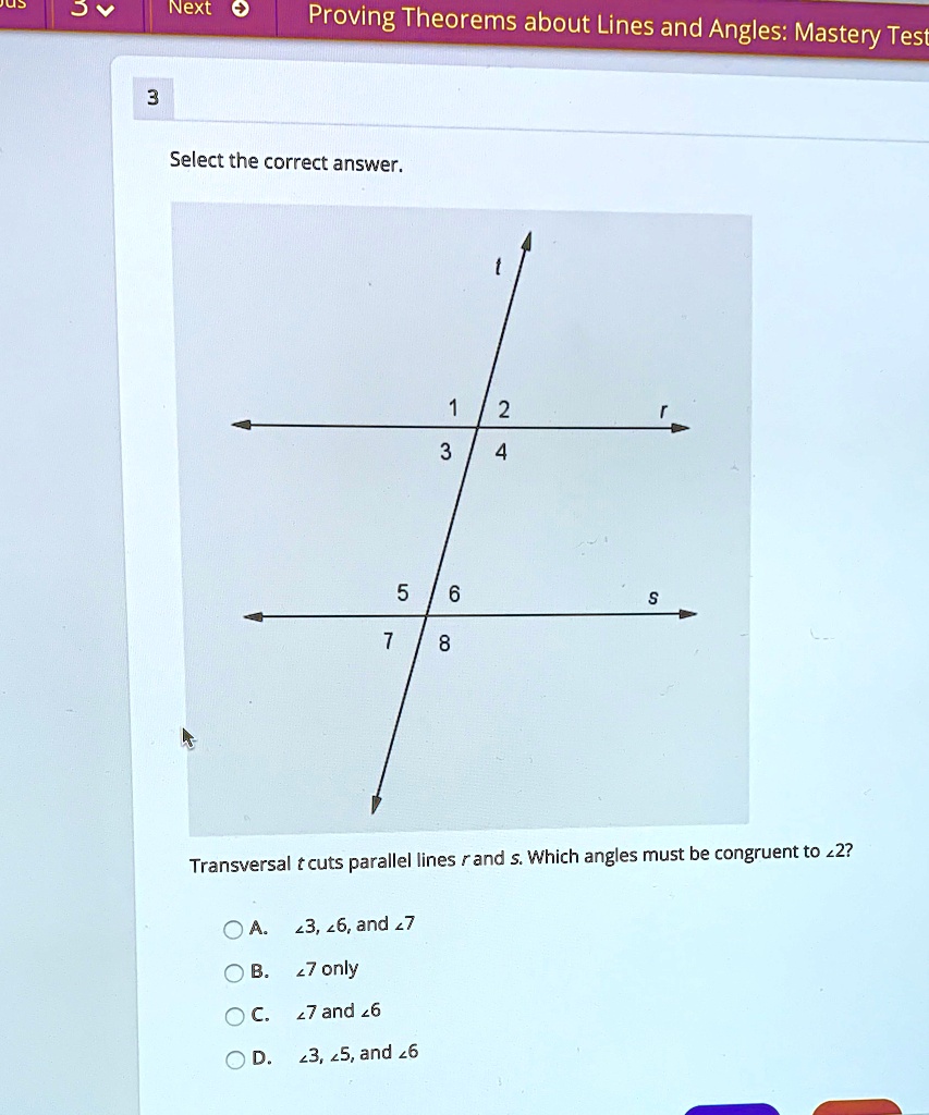 SOLVED: 'What is congruent to 2? Next Proving Theorems about Lines and ...