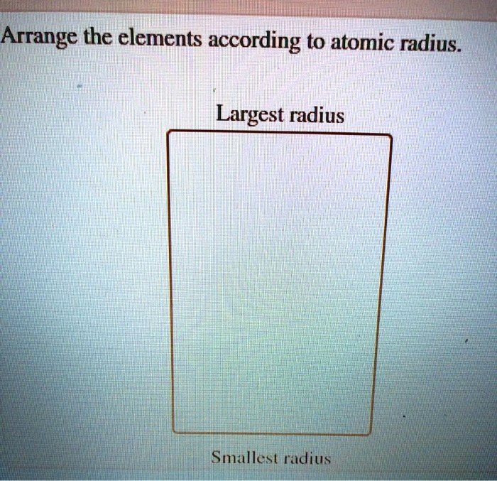 SOLVED: Arrange the elements according to atomic radius. Largest radius