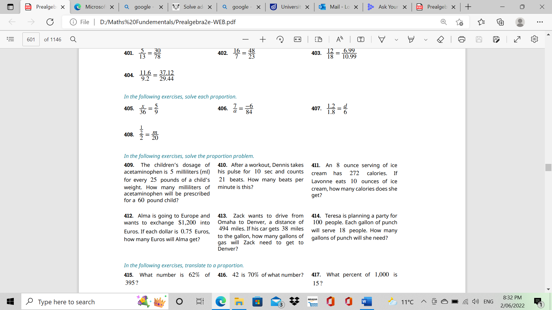 SOLVED The children’s dosage of solve the proportion problem