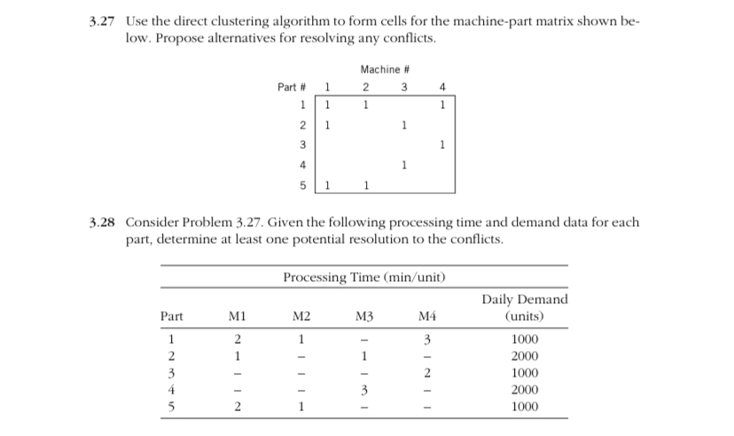 3.27 Use the direct clustering algorithm to form cells for the machine ...