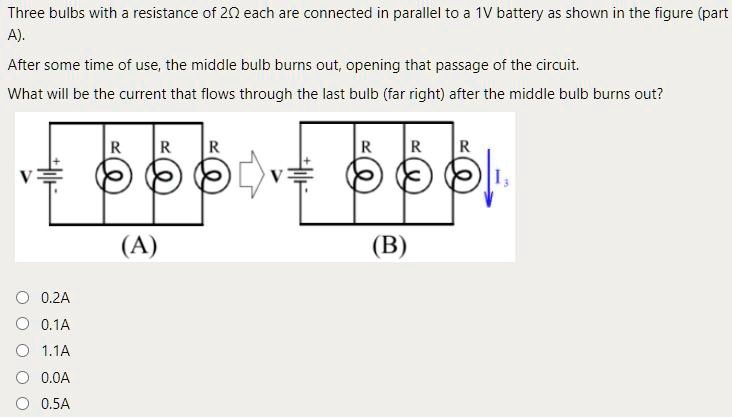 SOLVED: Three Bulbs With Resistance Of 20 Each Are Connected In ...