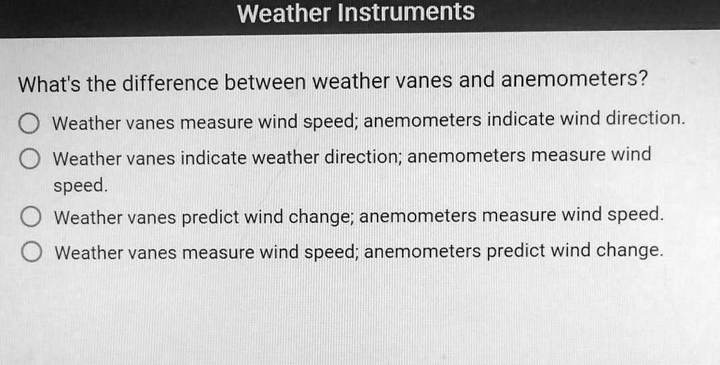 SOLVED "What's the difference between weather vanes and anemometers? Weather Instruments What's