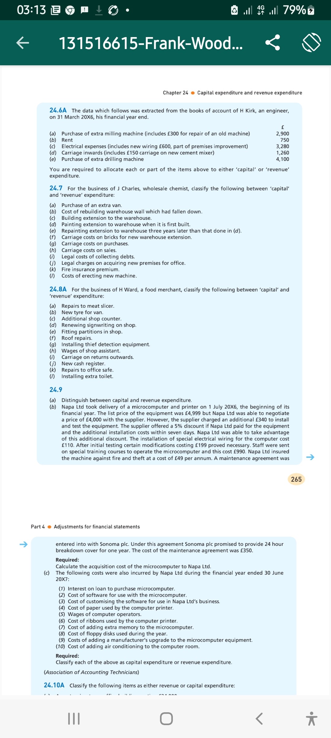 SOLVED ← 131516615F r a n k Wood... Chapter 24 Capital expenditure