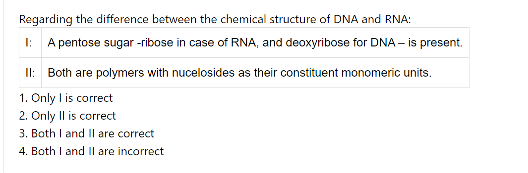 regarding the difference between the chemical structure of dna and rna ...