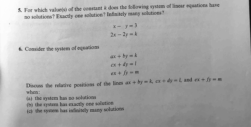 Solved 5 For Which Value S Of The Constant K Does The Following