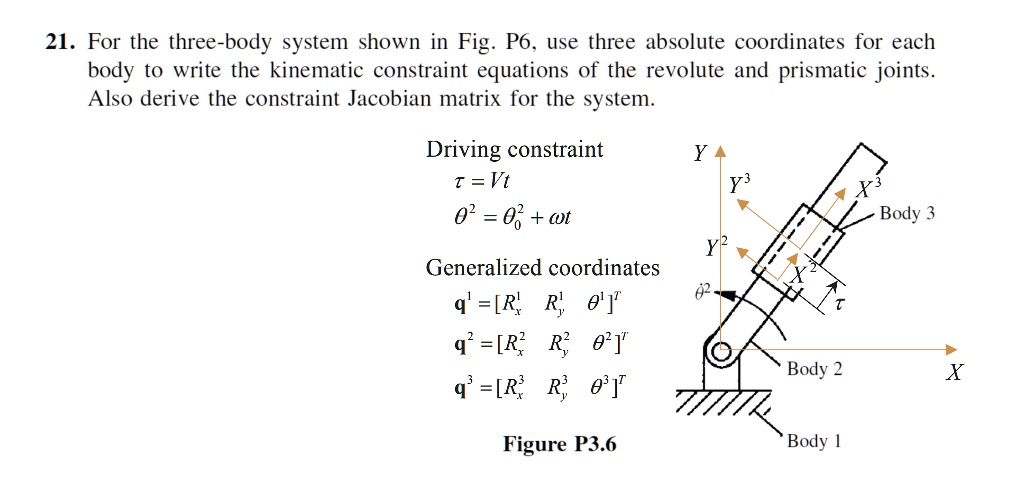 SOLVED: 21. For the three-body system shown in Fig. P6, use three ...