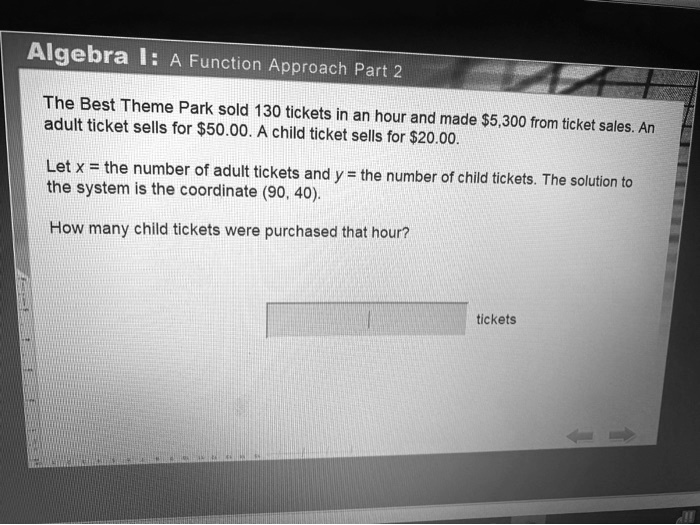 algebra i function approach part 2 the ibecsetheme park sold 130 ...