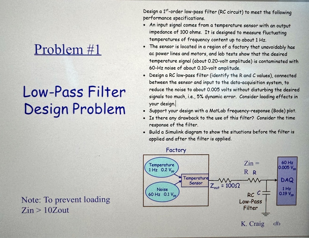 problem 1 low pass filter design problem design a 1st order low pass ...