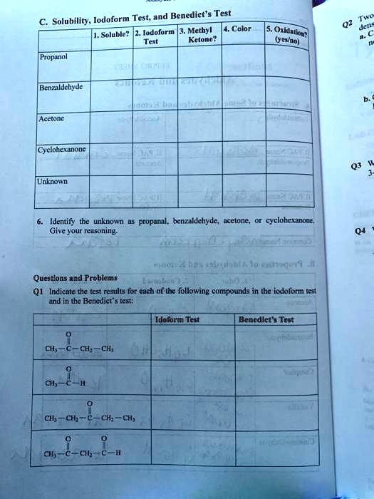 SOLVED 4th Benedict's Test Solubility; Iodoform Test, Iodoform Methyl SOLVED 4th Benedict's Test Solubility; Iodoform Test, Iodoform Methyl