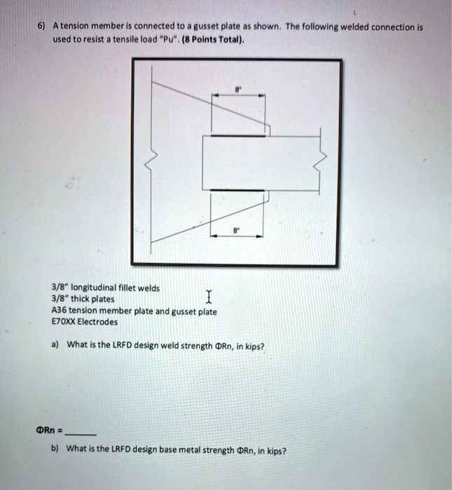 SOLVED 6) A tension member is connected to a gusset plate as shown