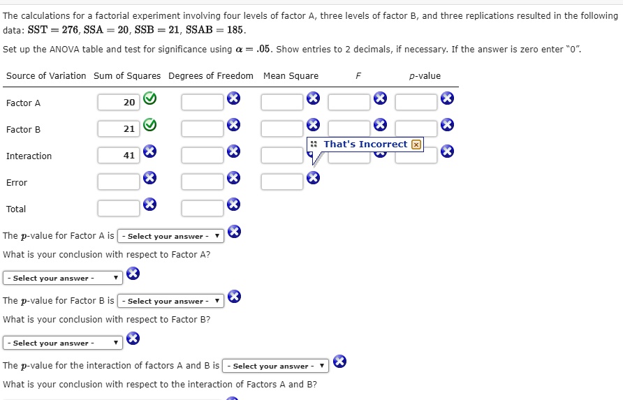 SOLVED: The Calculations For Factorial Experiment Involving Four Levels ...