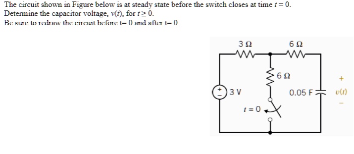 SOLVED: The circuit shown in Figure below is at steady state before the ...