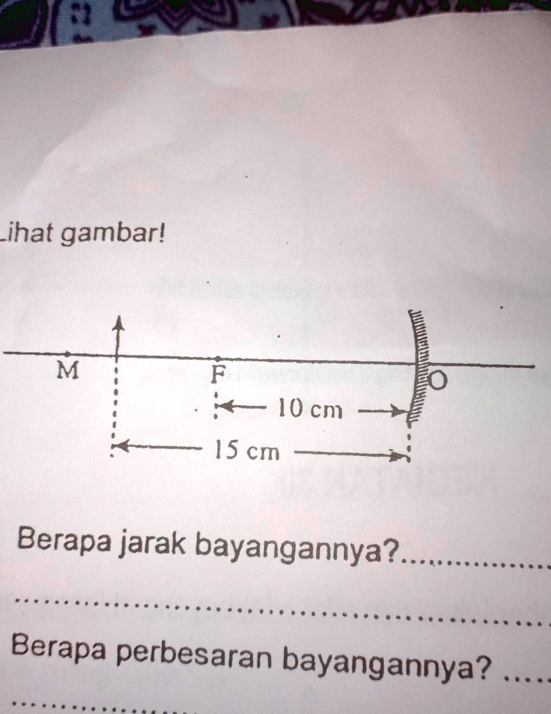 SOLVED: a. Berapa jarak bayangannya?b. Berapa pembesaran bayangannya?C ...