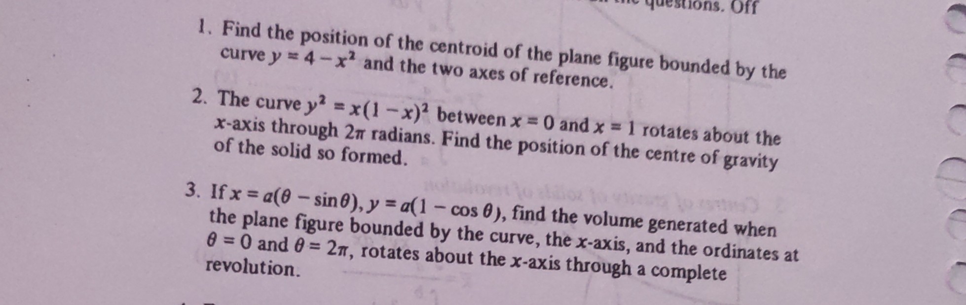 SOLVED: 1. Find the position of the centroid of the plane figure ...