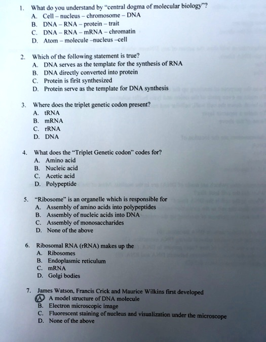 SOLVED What do you understand by central dogma of molecular biology