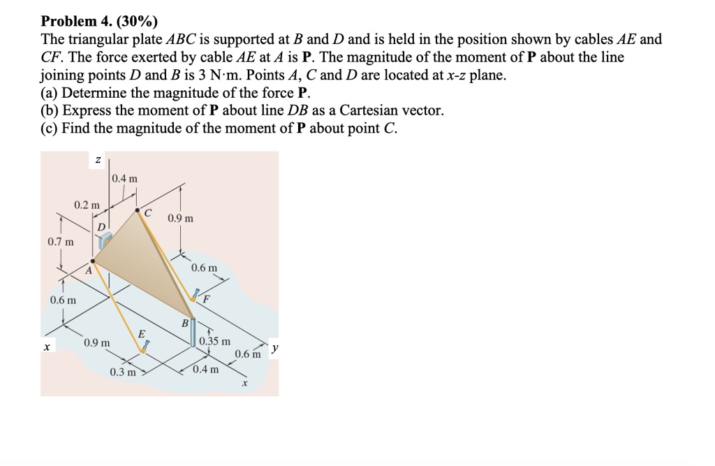 problem 4 30 the triangular plate abc is supported at b and d and is ...