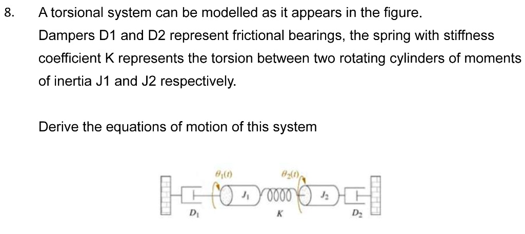 SOLVED: 8. A torsional system can be modelled as it appears in the ...