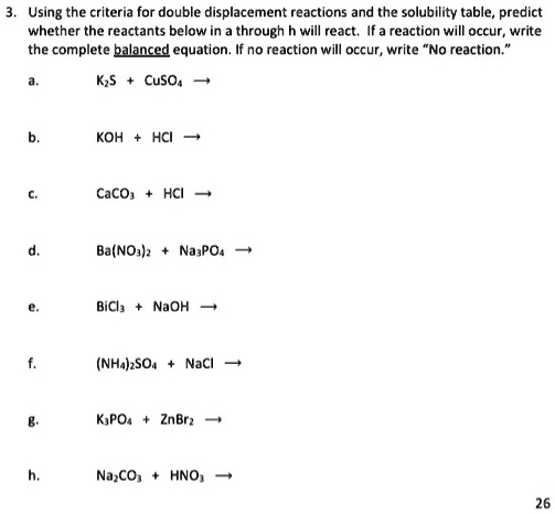 Solved: Using The Criteria For Double Displacement Reactions And The 