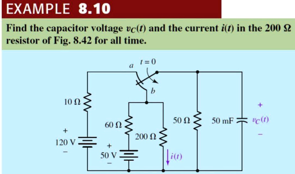 EXAMPLE 8.10 Find the capacitor voltage vc(t) and the current i(t) in ...