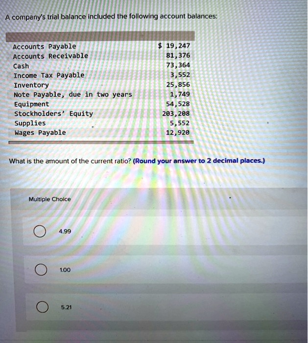 SOLVED: A company's trial balance included the following account ...