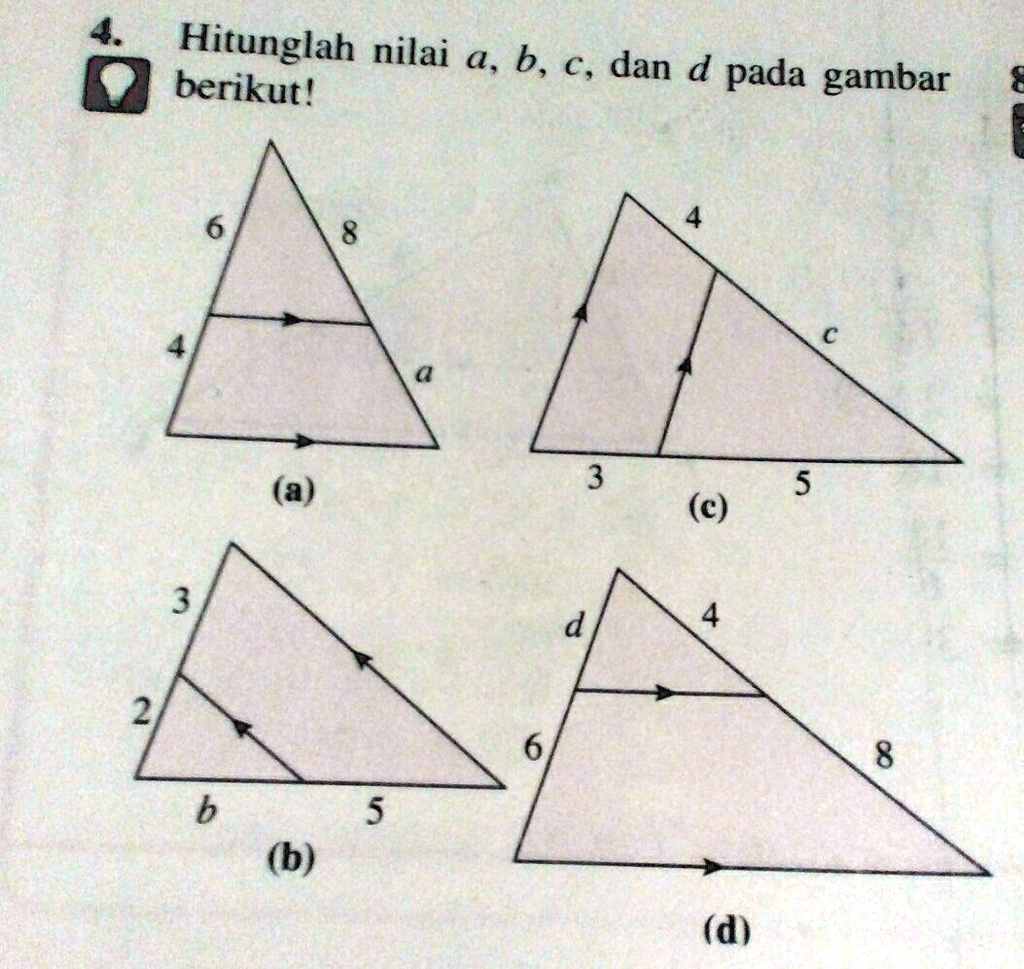 SOLVED: Hitunglah Nilai A,b,c Dan D Pada Gambar Berikut! Hitunglah ...