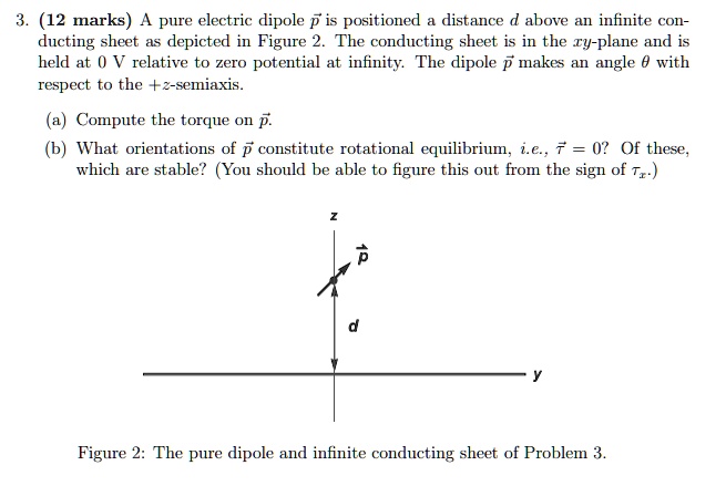 SOLVED: 3. (12 Marks) A Pure Electric Dipole P Is Positioned Distance D ...