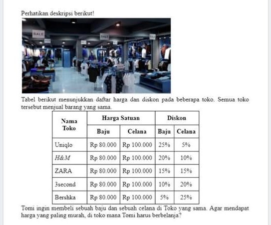 SOLVED: Tabel Berikut Menunjukkan Daftar Harga Dan Diskon Pada Beberapa ...