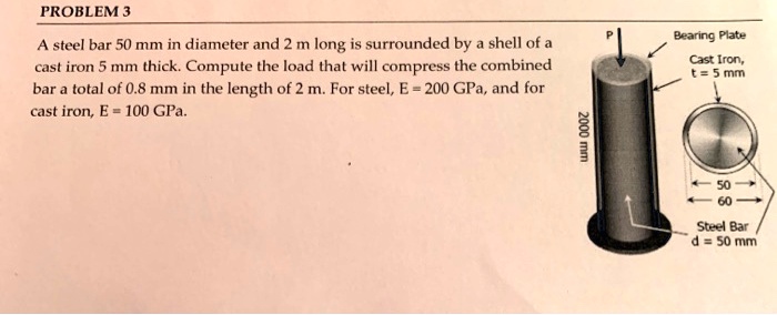 [GET ANSWER] PROBLEM 3 A steel bar 50 mm in diameter and 2 m long is ...