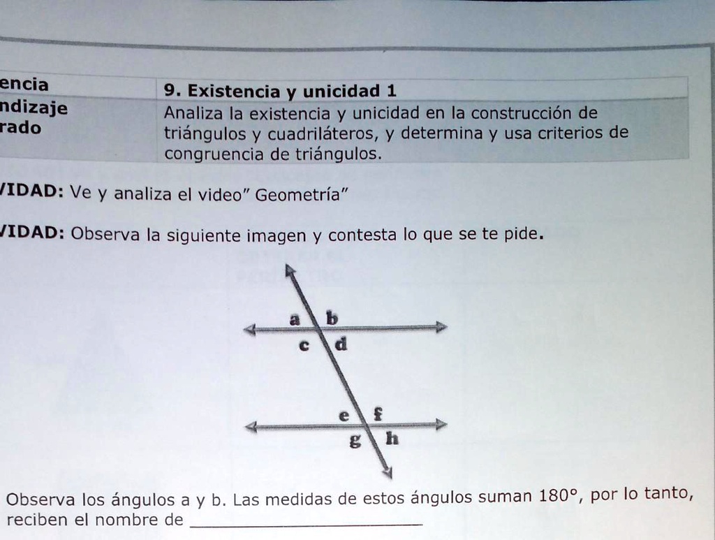 SOLVED: Secuencia Aprendizaje esperada 9. Existencia y unicidad 1