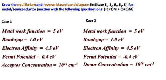 Draw the equilibrium and reverse-biased band diagram (indicate Ec, Ev ...