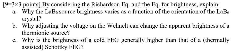 [9=3×3 points] By considering the Richardson Eq. and the Eq. for ...