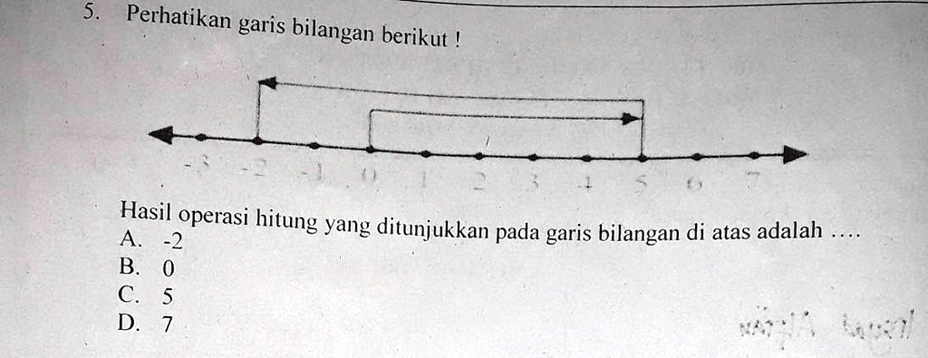 SOLVED: 5. Perhatikan Garis Bilangan Berikut!Hasil Operasi Hitung Yang ...