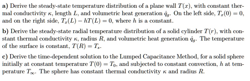 derive the steady state temperature distribution of a plane wall tz ...