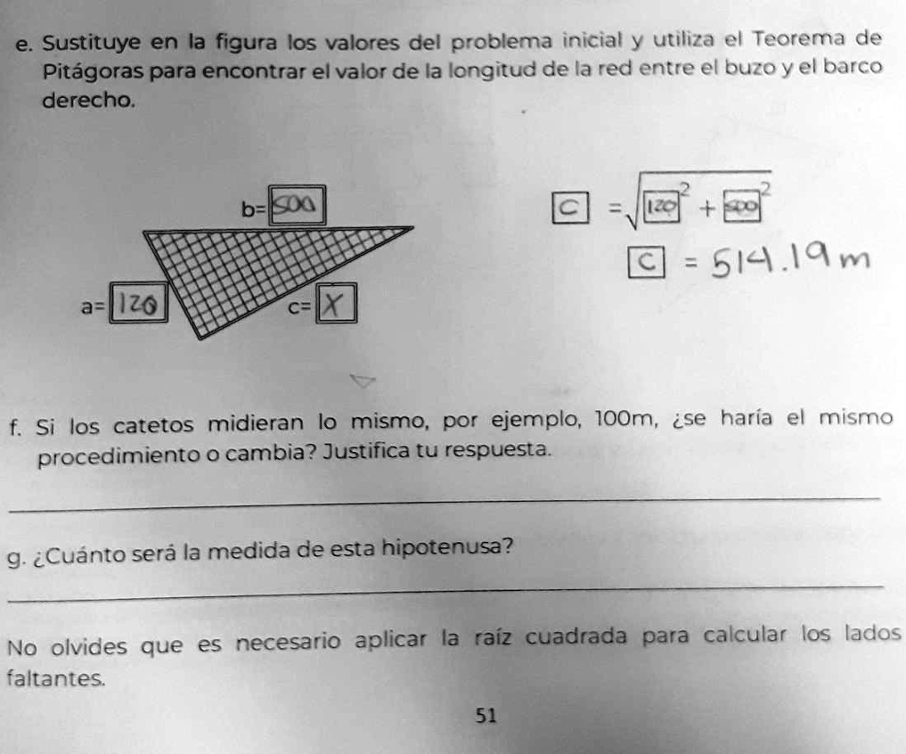 SOLVED: Teorema De Pitágoras, Ayuda Porfavor Sustituye En La Figura Los ...