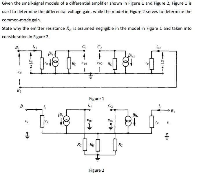 SOLVED Given the smallsignal models of the differential amplifier shown in Figure 1 and Figure