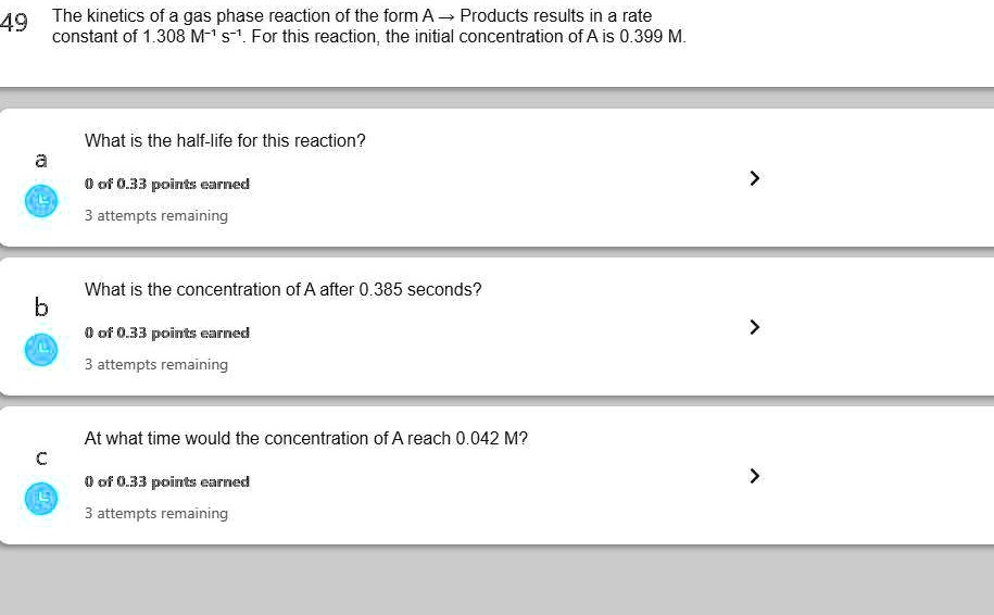 SOLVED The of a gas phase reaction of the form A â†’ Products