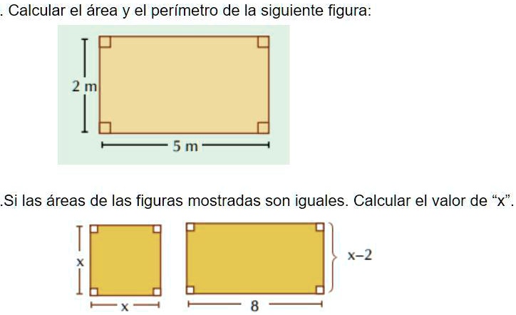 SOLVED: AYUDA!!!!! Calcular el área y el perímetro de la siguiente