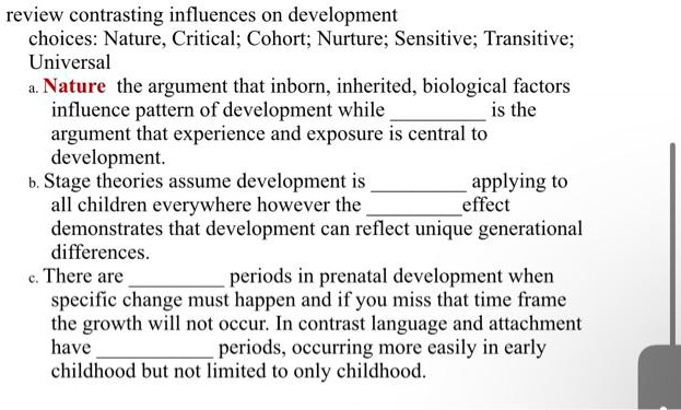 SOLVED Review Contrasting Influences on Development Choices