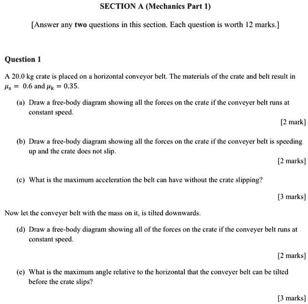 SOLVED SECTION A (Mechanics Part 1) [Answer any two questions in this