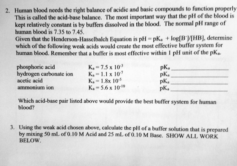 SOLVED Human Blood Needs he Right Balance Of Acidic And Basic