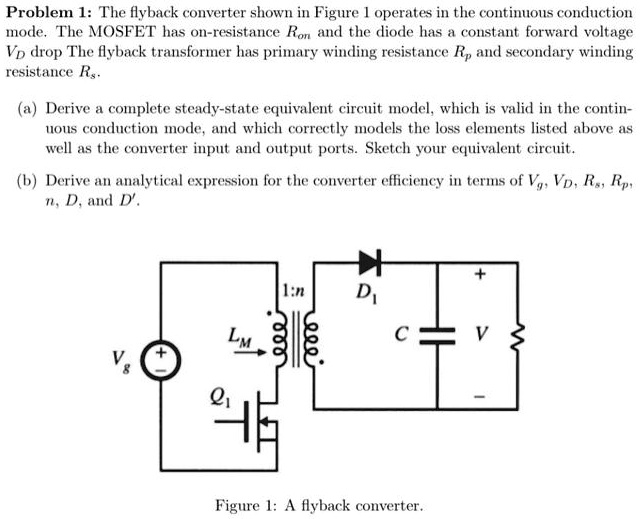 SOLVED Problem 1 The flyback converter shown in Figure 1 operates in the continuous conduction
