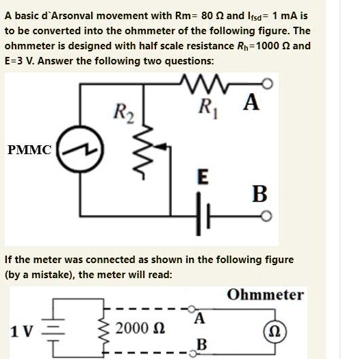 SOLVED: A basic d'Arsonval movement with Rm=80 and Ifsd=1mA is to be