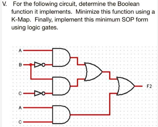 SOLVED: For the following circuit, determine the Boolean function it ...